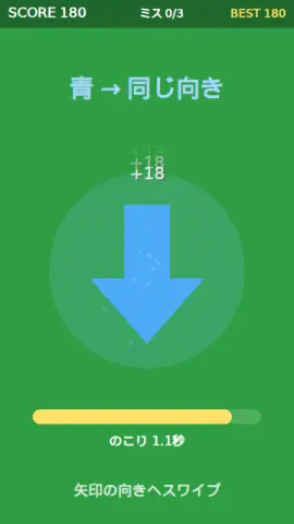 矢印スワイプのゲーム画面