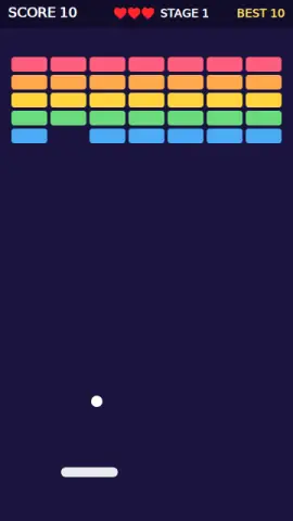 ブロック崩しのゲーム画面