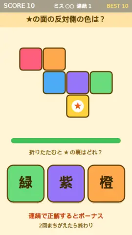 展開図の裏のゲーム画面
