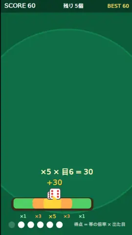 ダイス皿落としのゲーム画面