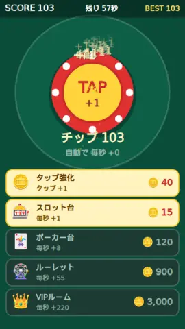 放置カジノのゲーム画面