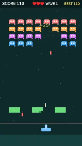 インベーダー防衛のゲーム画面