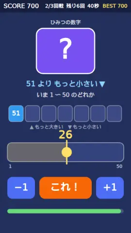 数あてのゲーム画面