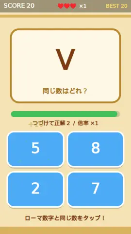 ローマ数字のゲーム画面