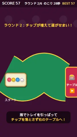 トレイ運びのゲーム画面